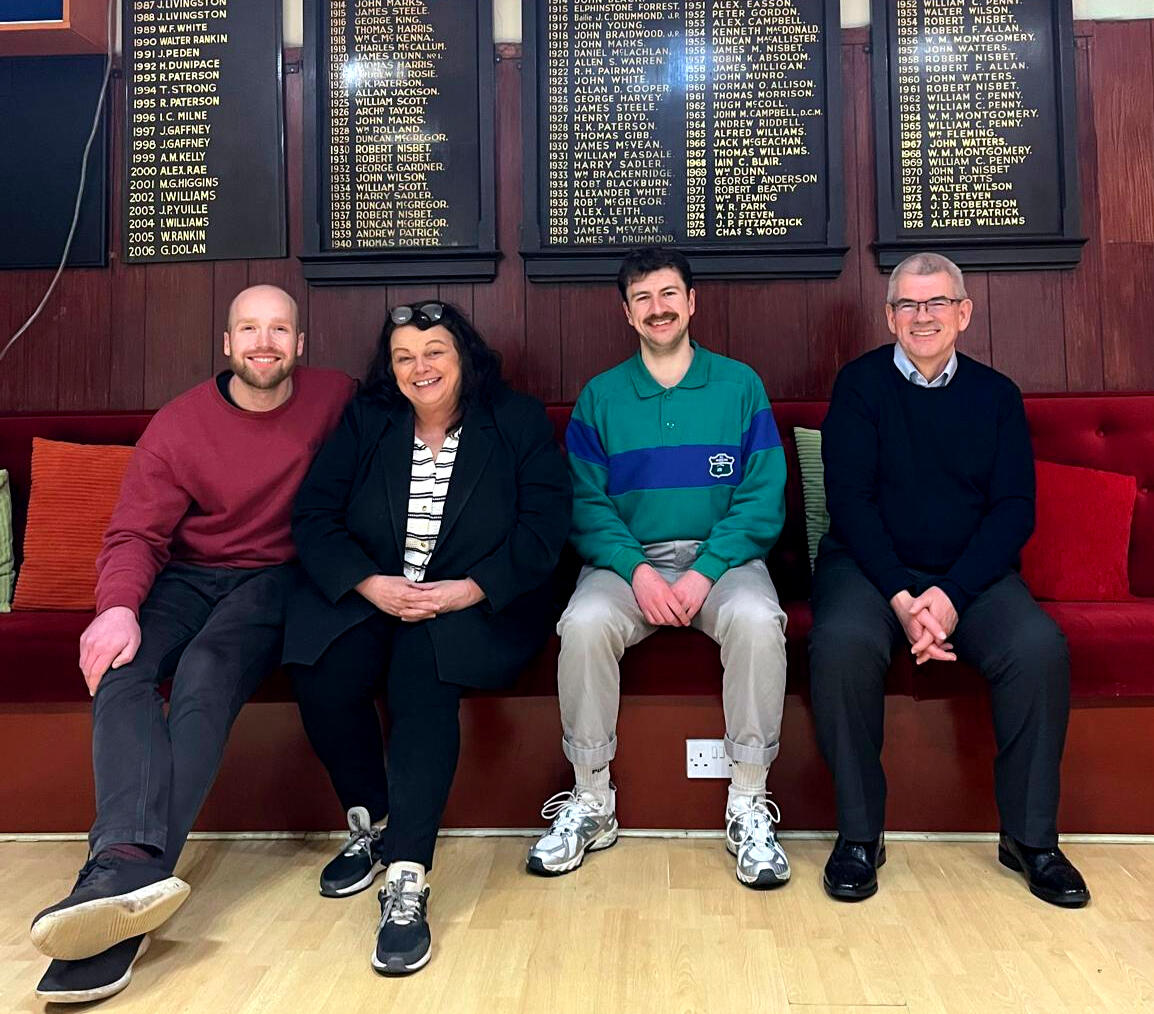 Group picture of members of First Hampden CIC, Football Square Mile, and Hampden Bowling Club